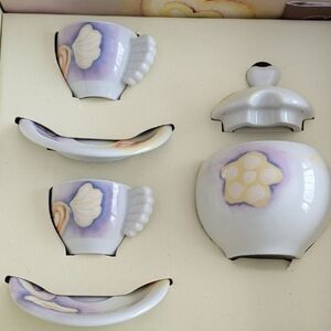 2 espresso Cups&Saucers With sugar Bowl Also Include 2 Cappuccino Cups& saucers.